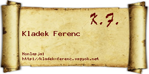 Kladek Ferenc névjegykártya